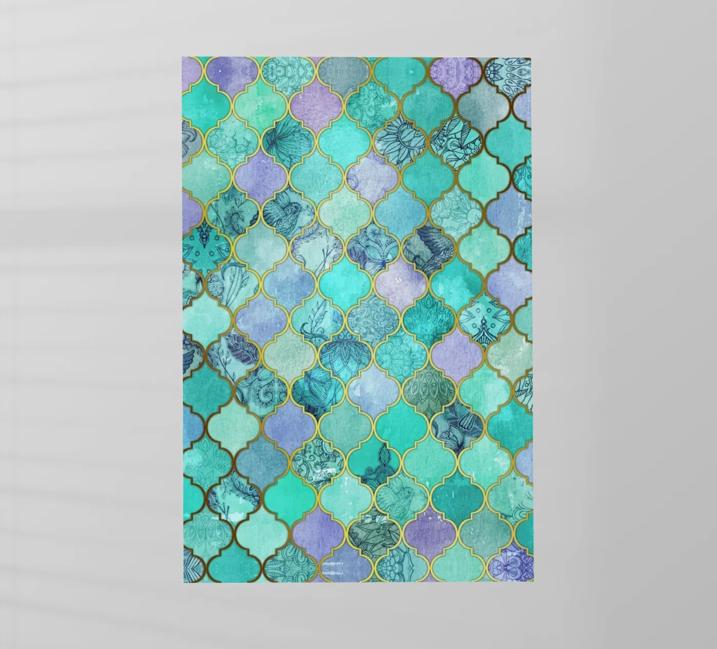 Mint Moroccan Tile Pattern backlit film by Micklyn Le Feuvre