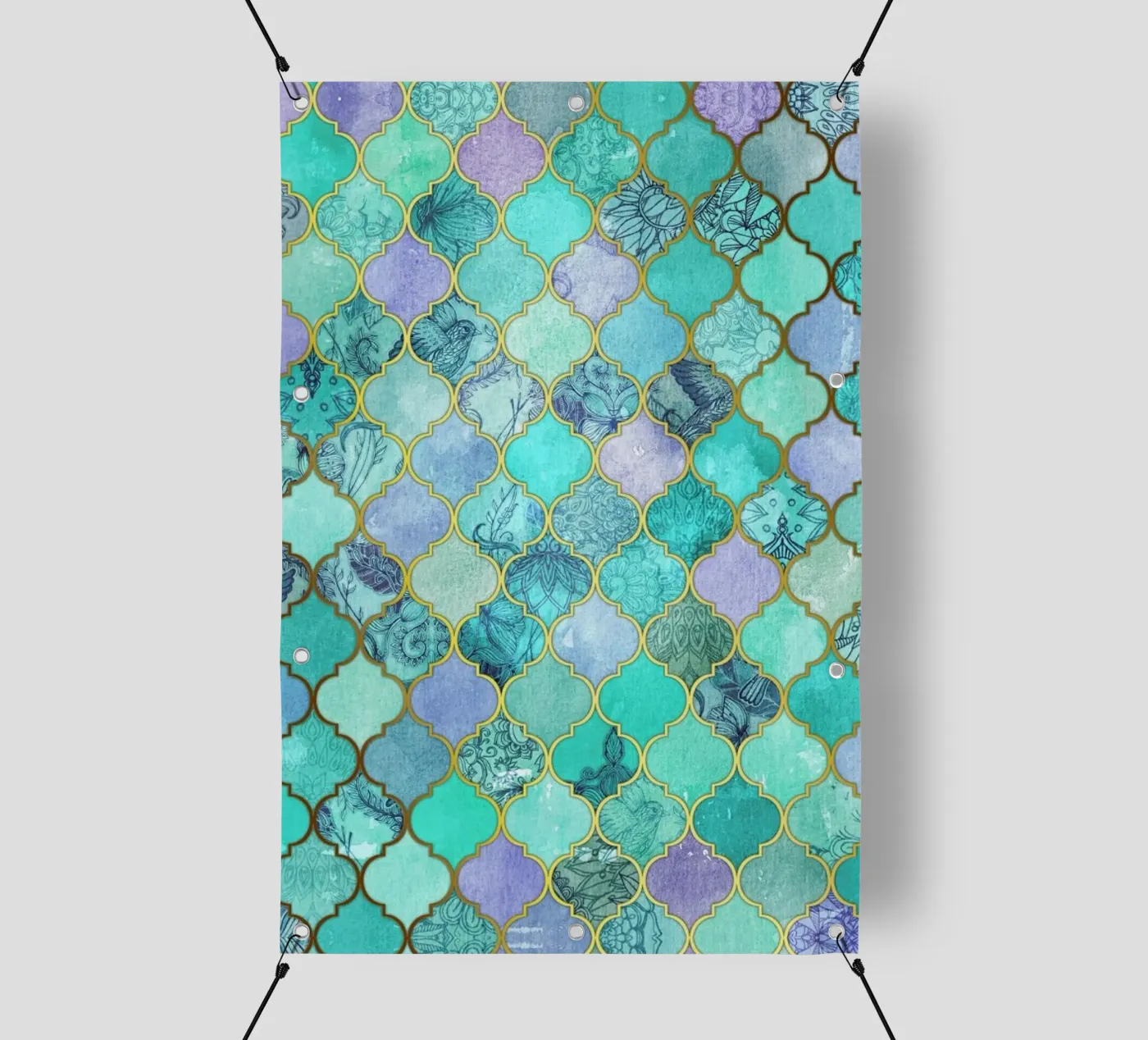 Mint Moroccan Tile Pattern PVC Plane von Micklyn Le Feuvre