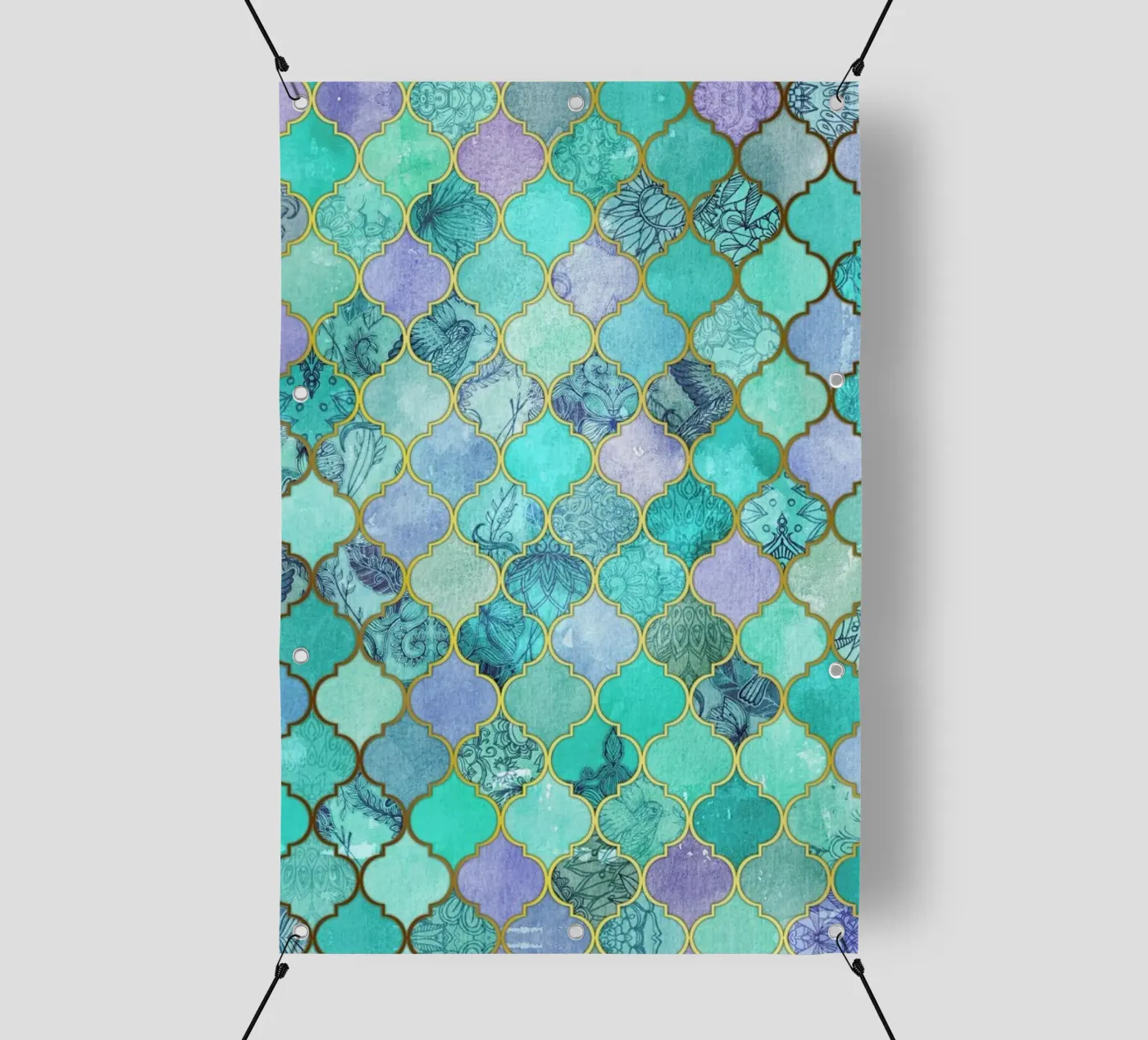 Mint Moroccan Tile Pattern telo in pvc da Micklyn Le Feuvre