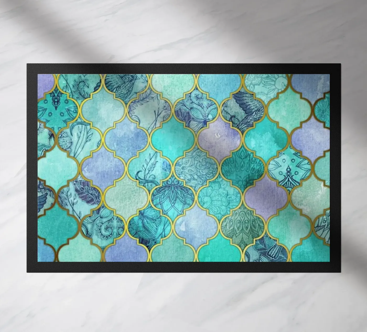 Mint Moroccan Tile Pattern Fußmatte von Micklyn Le Feuvre
