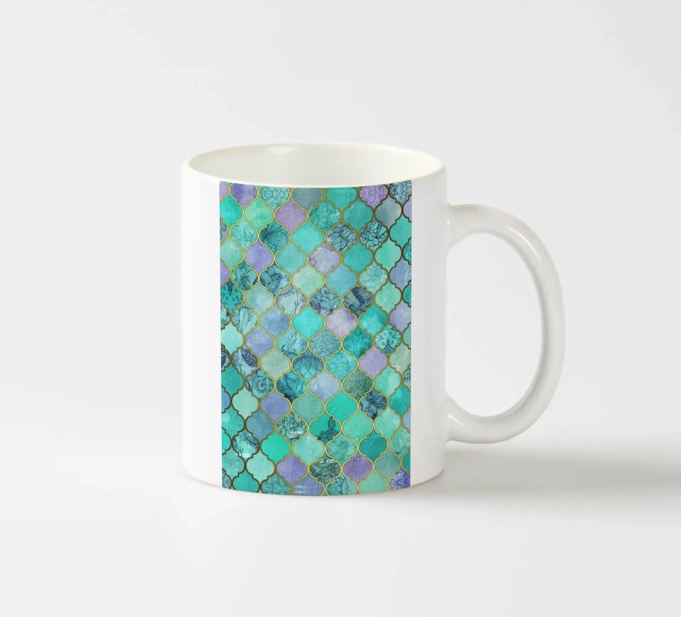 Mint Moroccan Tile Pattern ceramic mug by Micklyn Le Feuvre