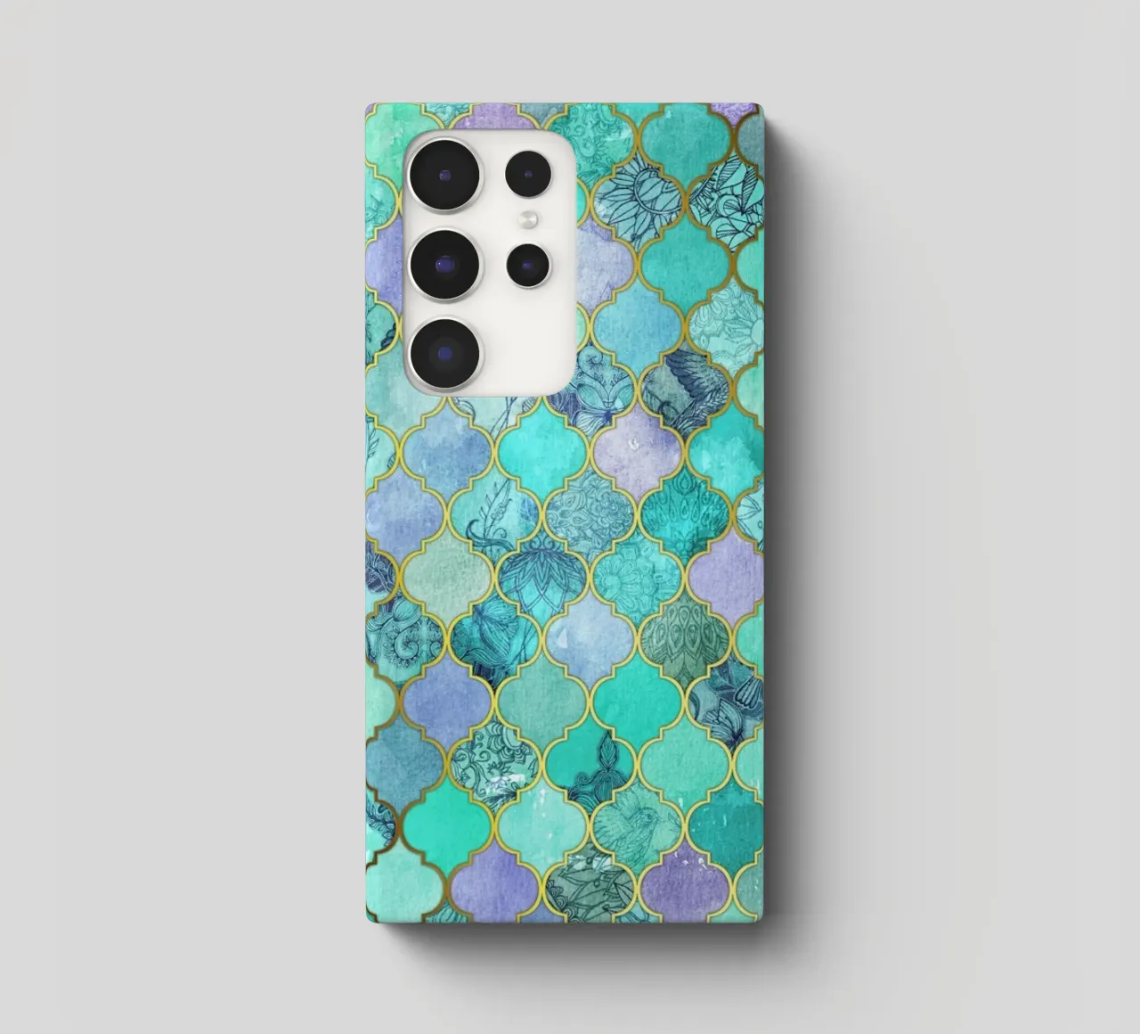 Mint Moroccan Tile Pattern cover samsung da Micklyn Le Feuvre