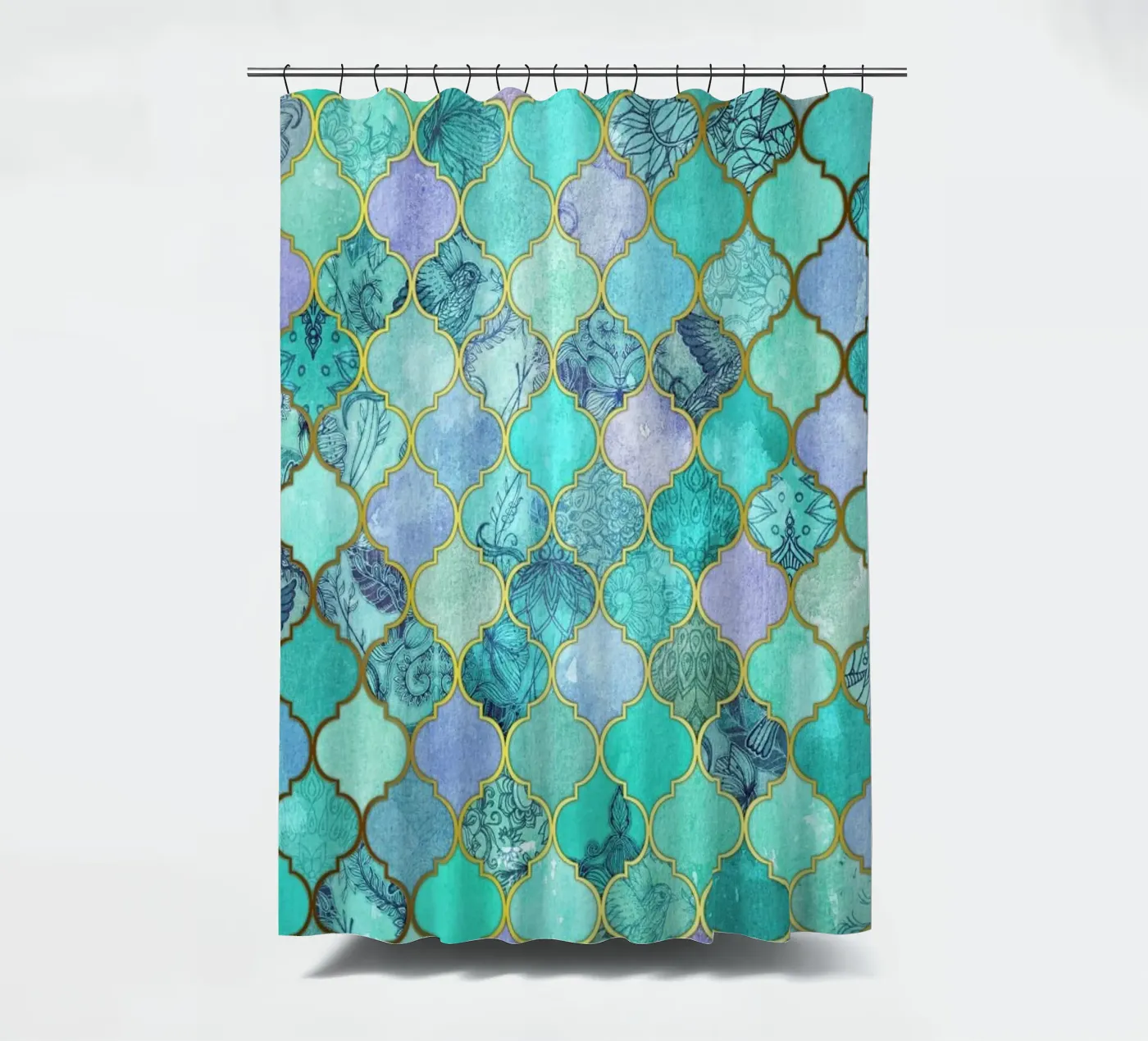 Mint Moroccan Tile Pattern Duschvorhang von Micklyn Le Feuvre