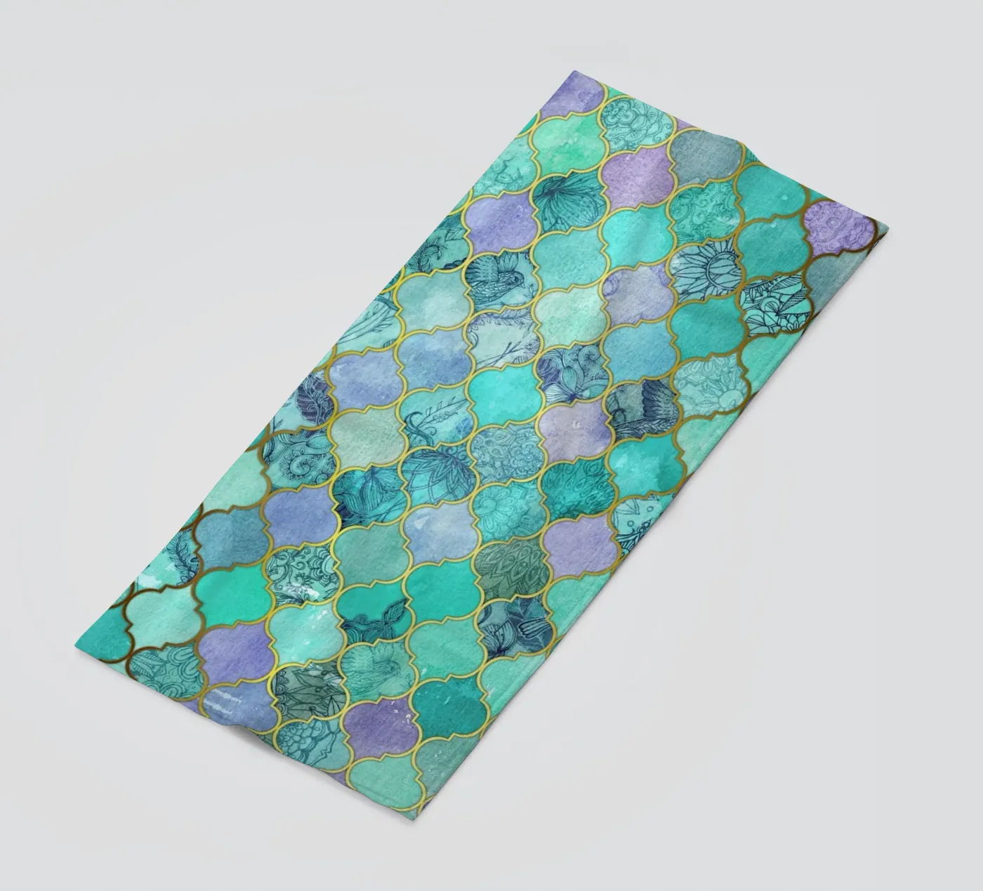 Mint Moroccan Tile Pattern telo mare da Micklyn Le Feuvre