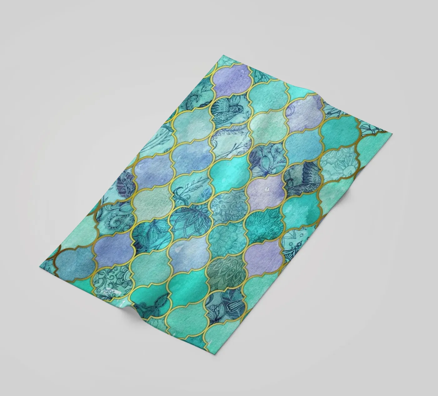 Mint Moroccan Tile Pattern strandhanddoek van Micklyn Le Feuvre