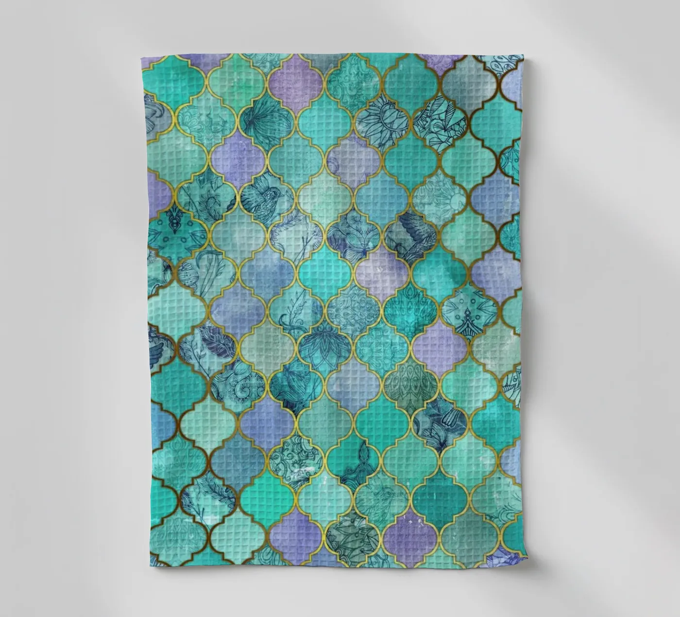 Mint Moroccan Tile Pattern theedoek van Micklyn Le Feuvre