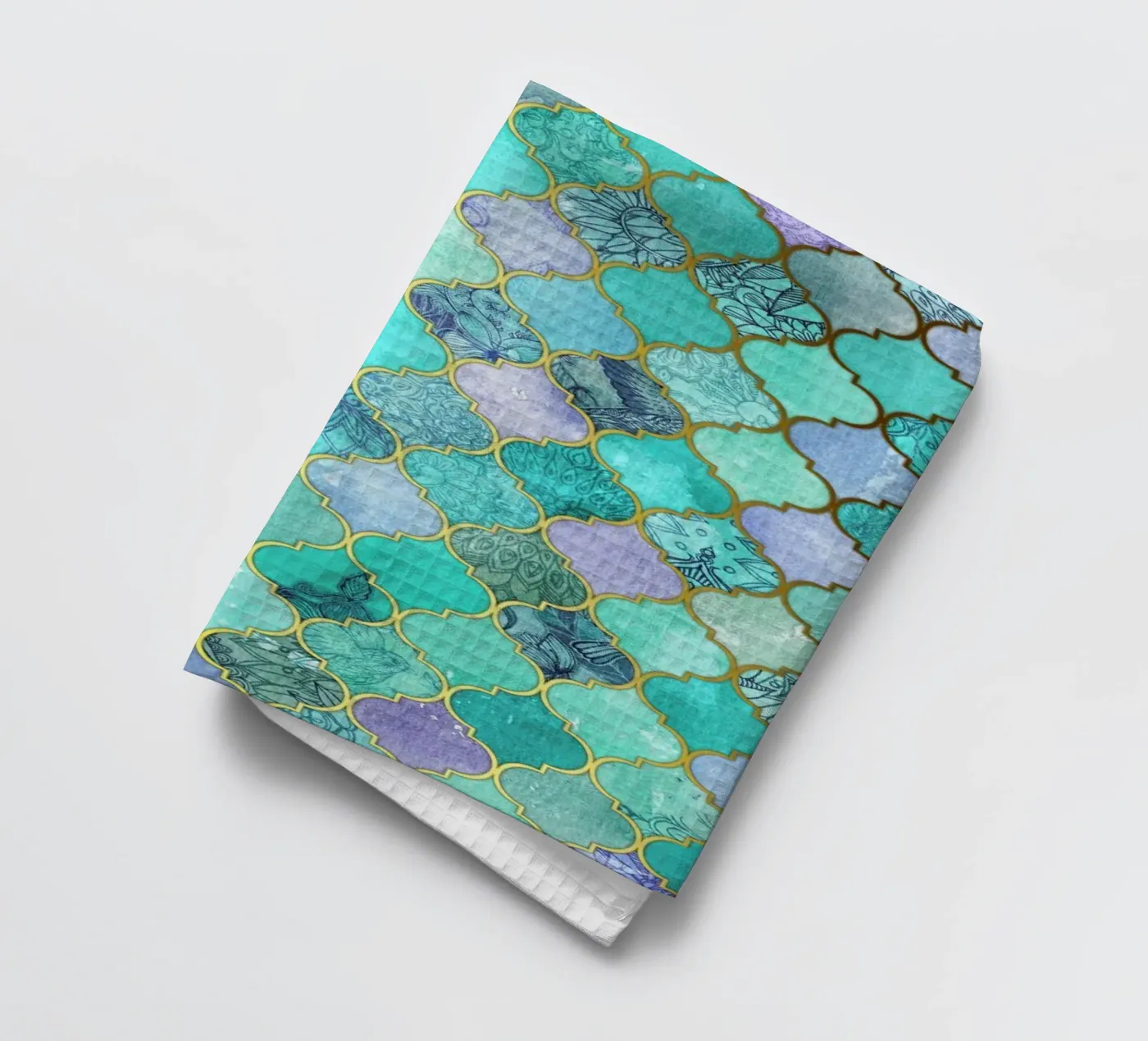 Mint Moroccan Tile Pattern theedoek van Micklyn Le Feuvre