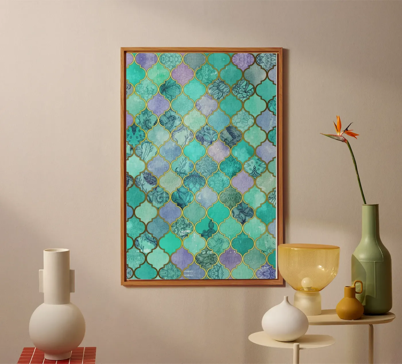 Mint Moroccan Tile Pattern pannello forex da Micklyn Le Feuvre