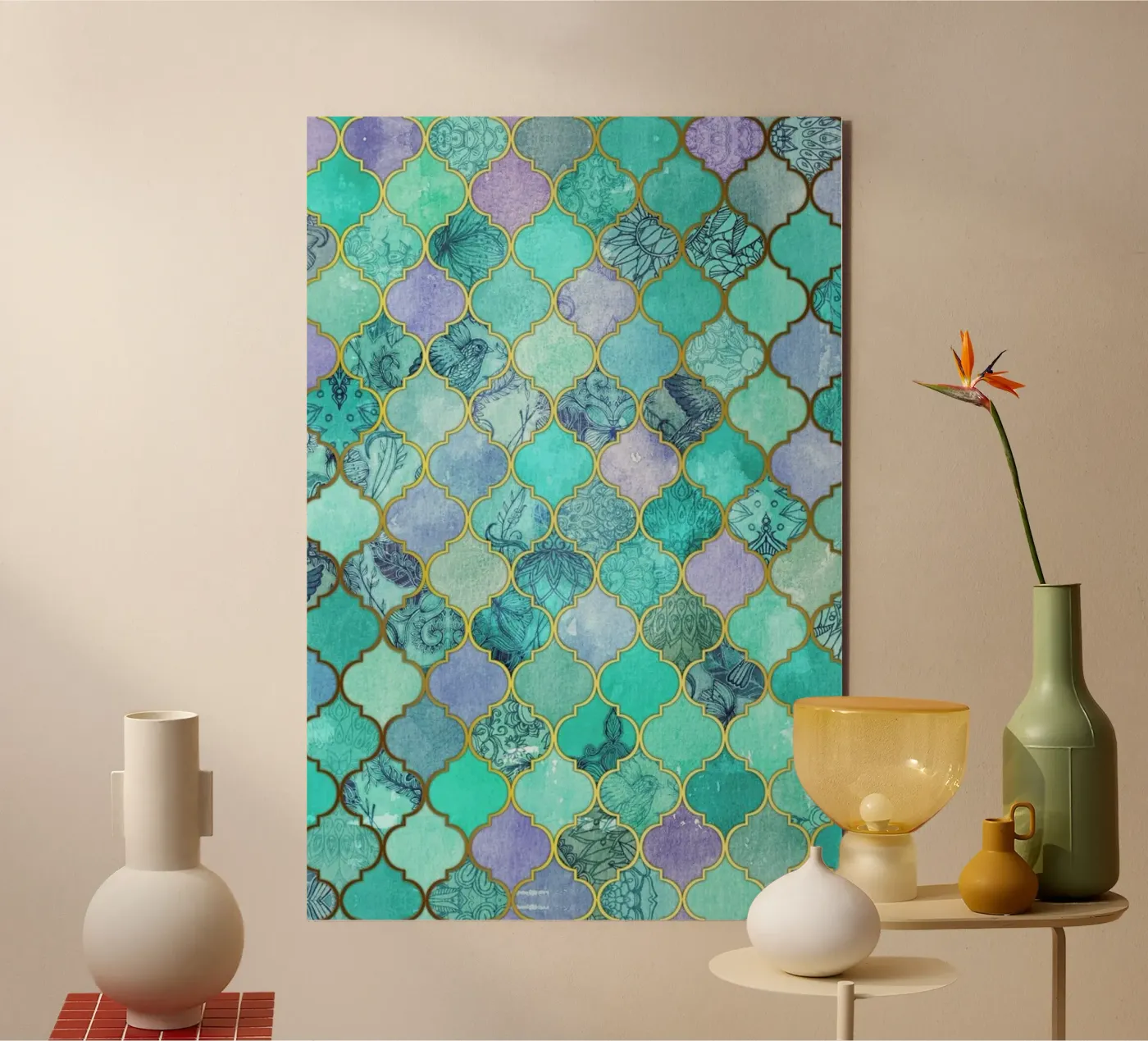 Mint Moroccan Tile Pattern pannello forex da Micklyn Le Feuvre
