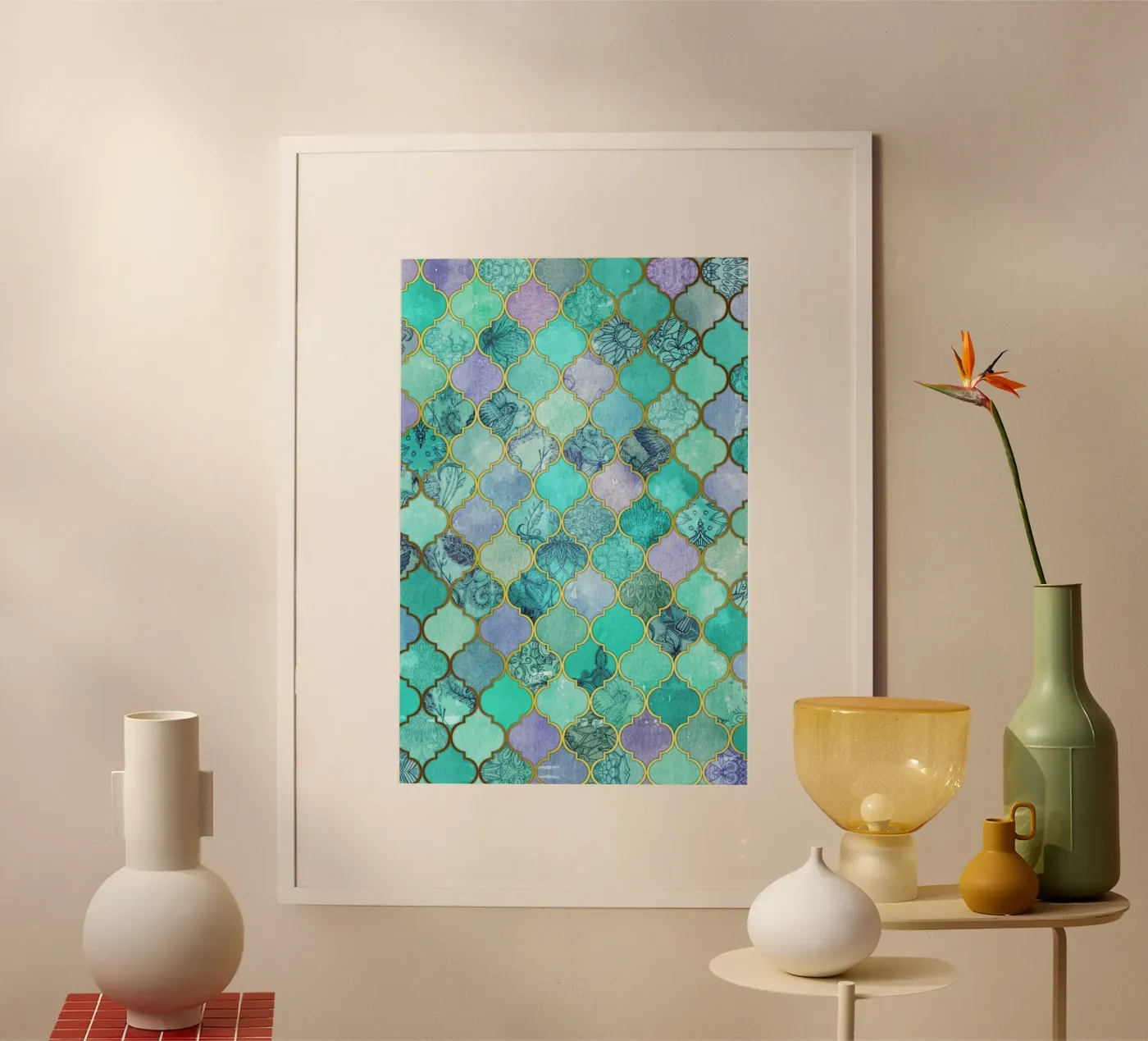Mint Moroccan Tile Pattern Poster von Micklyn Le Feuvre