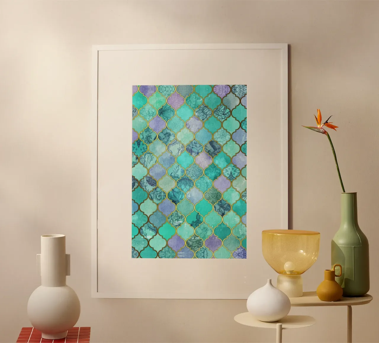 Mint Moroccan Tile Pattern poster da Micklyn Le Feuvre