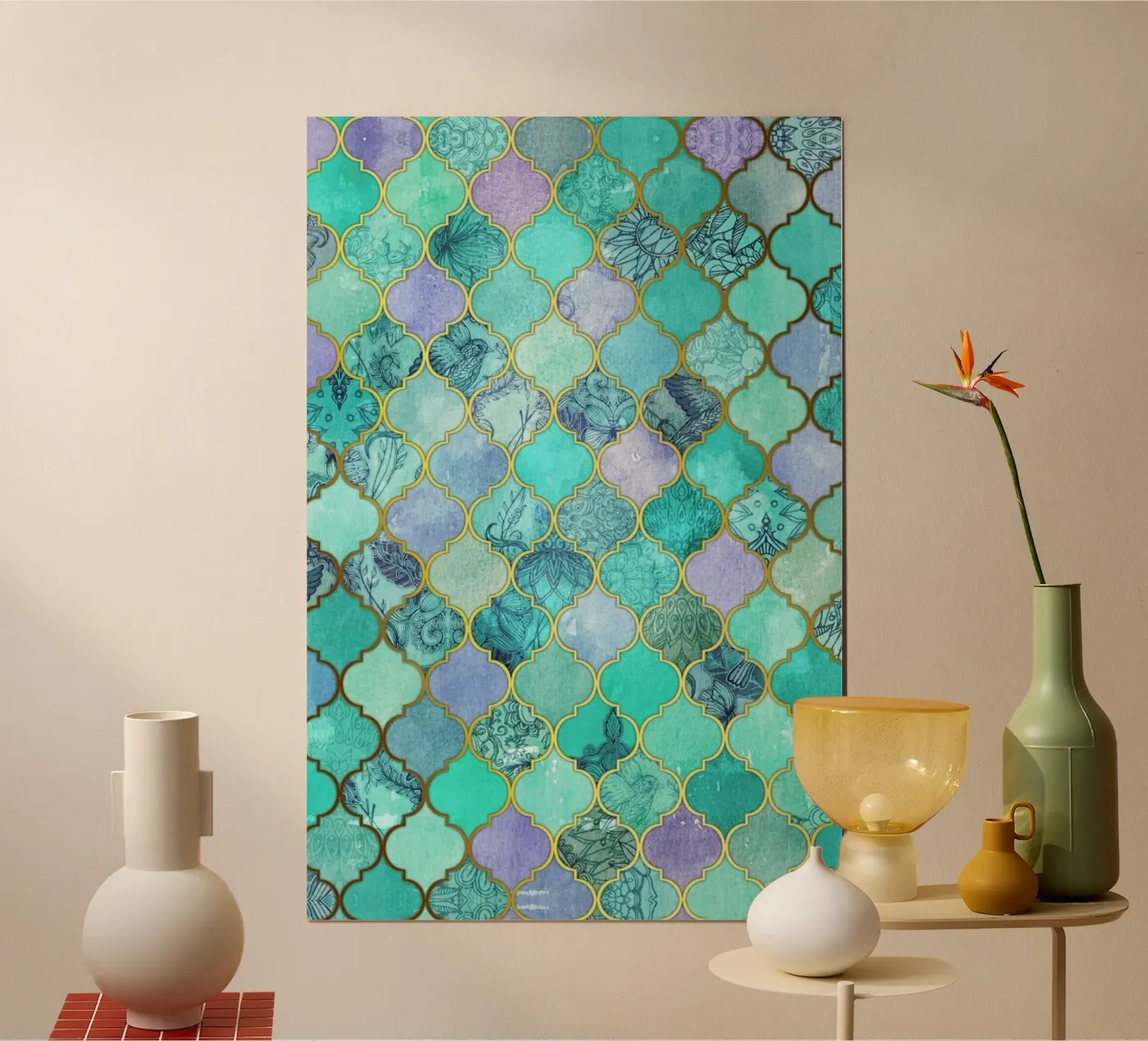 Mint Moroccan Tile Pattern Poster von Micklyn Le Feuvre