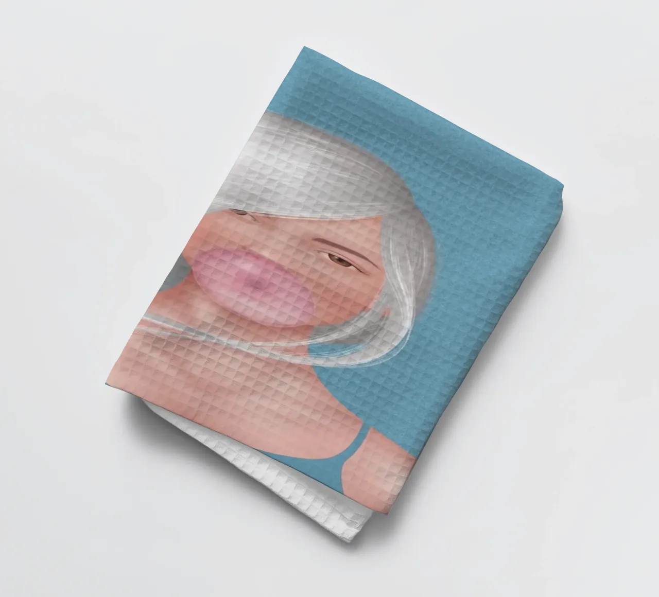 Ragazza con gomma da masticare canovaccio da cucina da Artascy Art