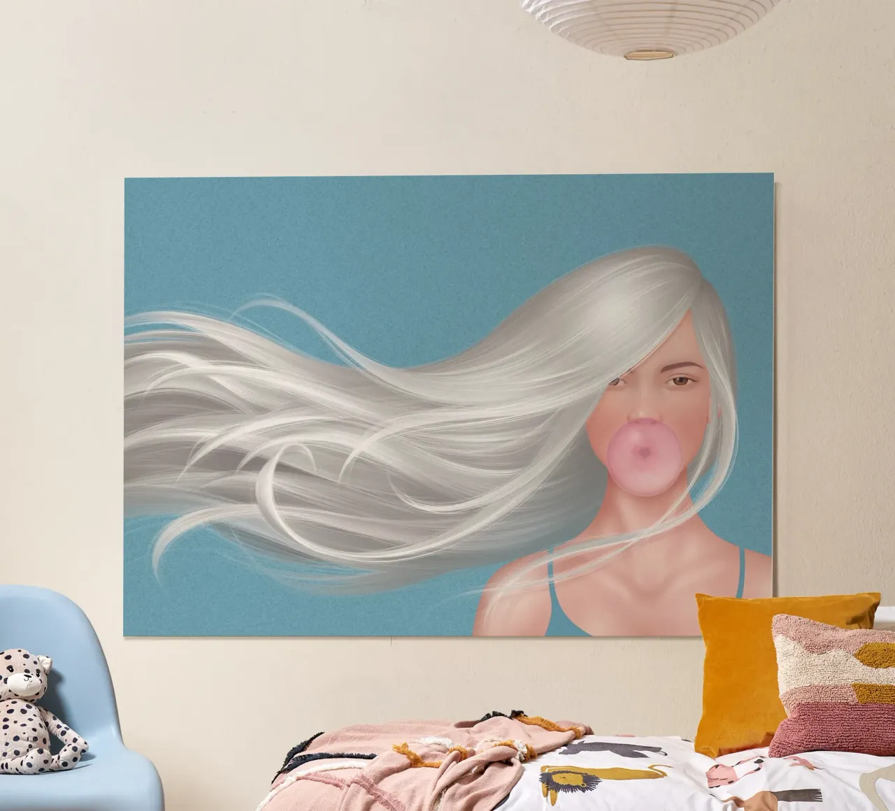 Ragazza con gomma da masticare carta hahnemühle da Artascy Art