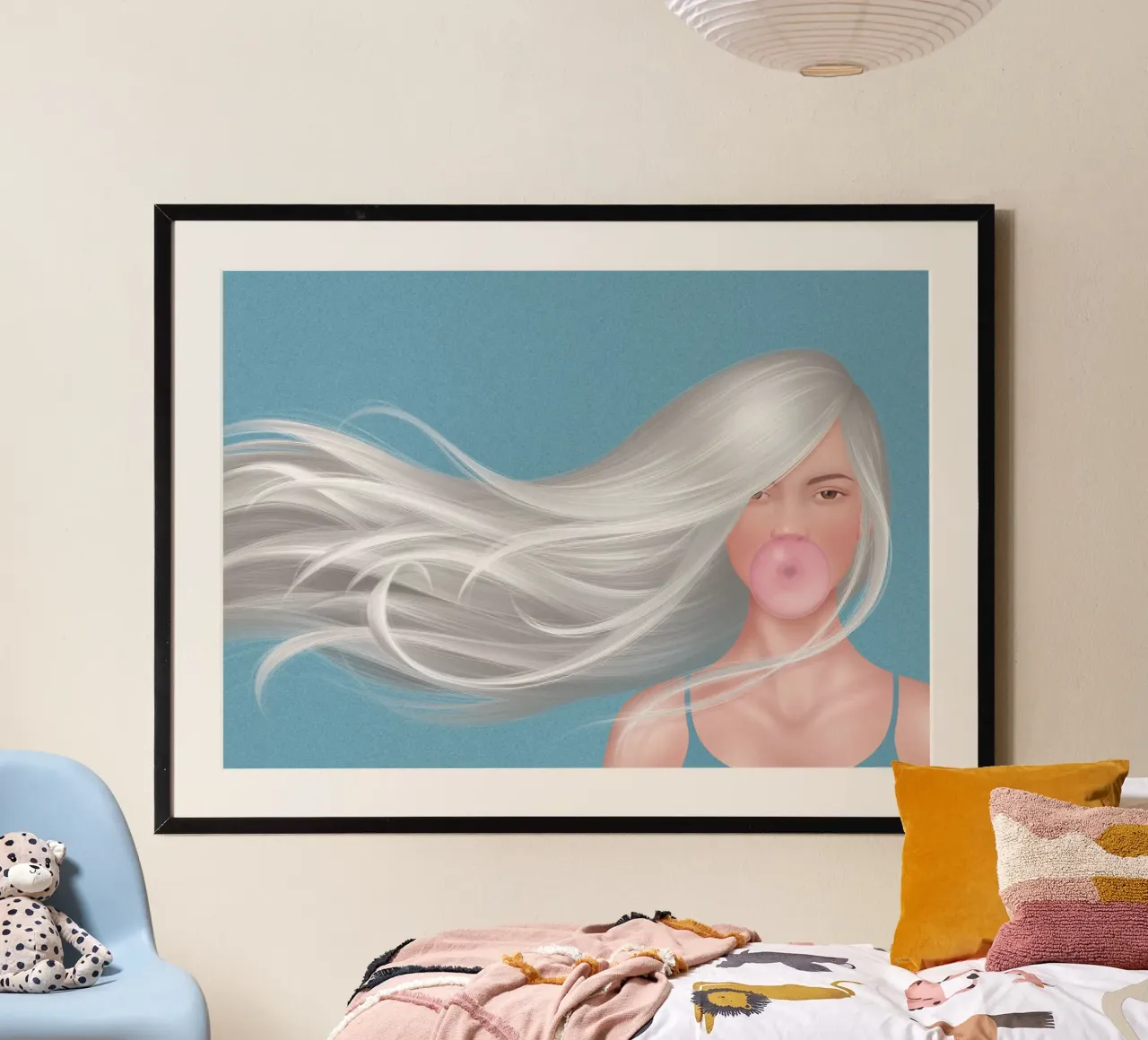 Ragazza con gomma da masticare carta hahnemühle da Artascy Art