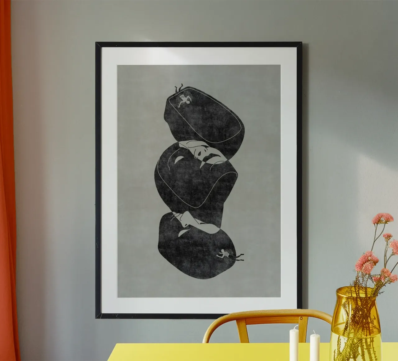 Sei gradi di separazione poster con telaio in plastica da Artascy Art