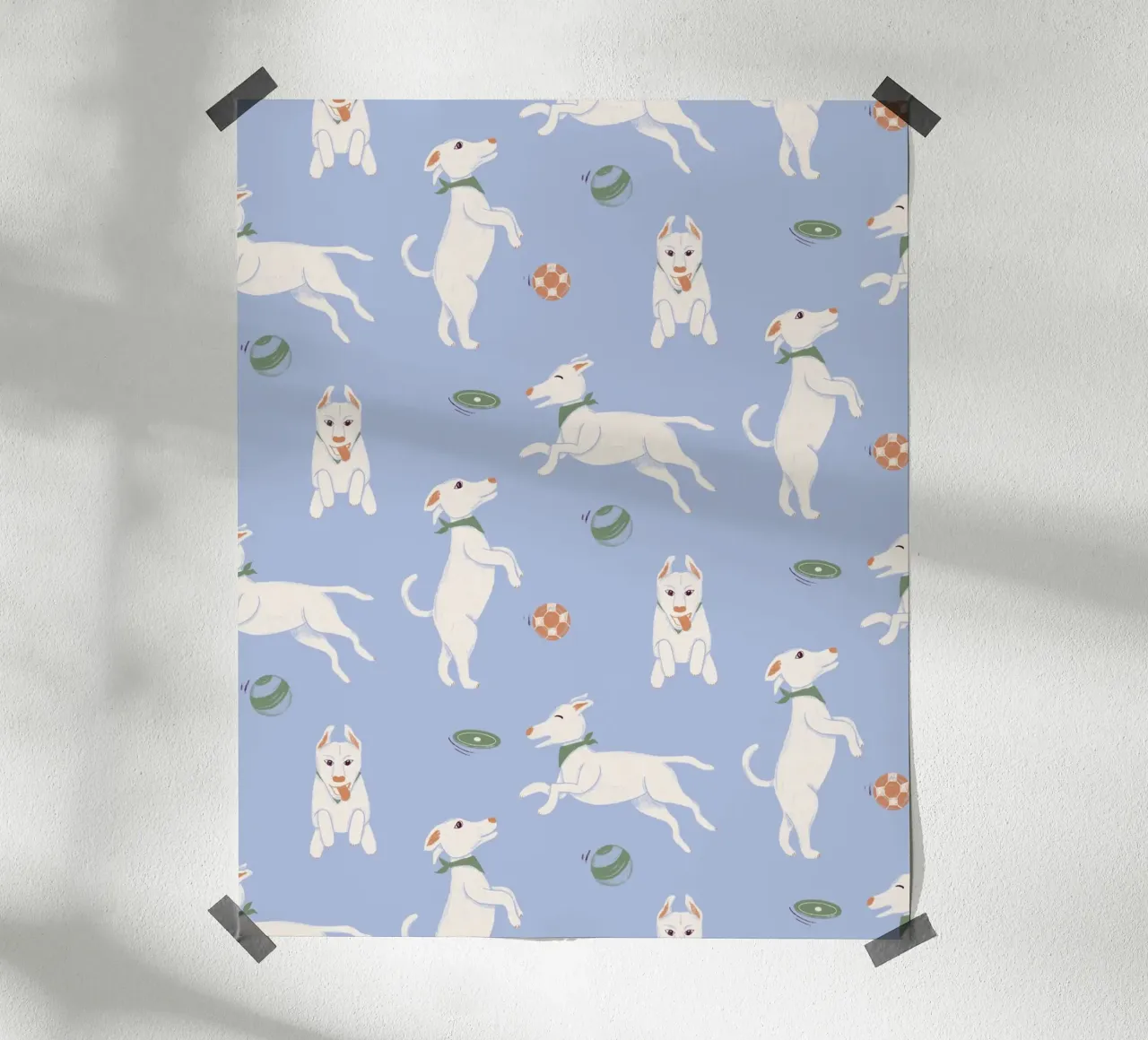 Cani in gioco poster con telaio in plastica da nicigabrieldesigns