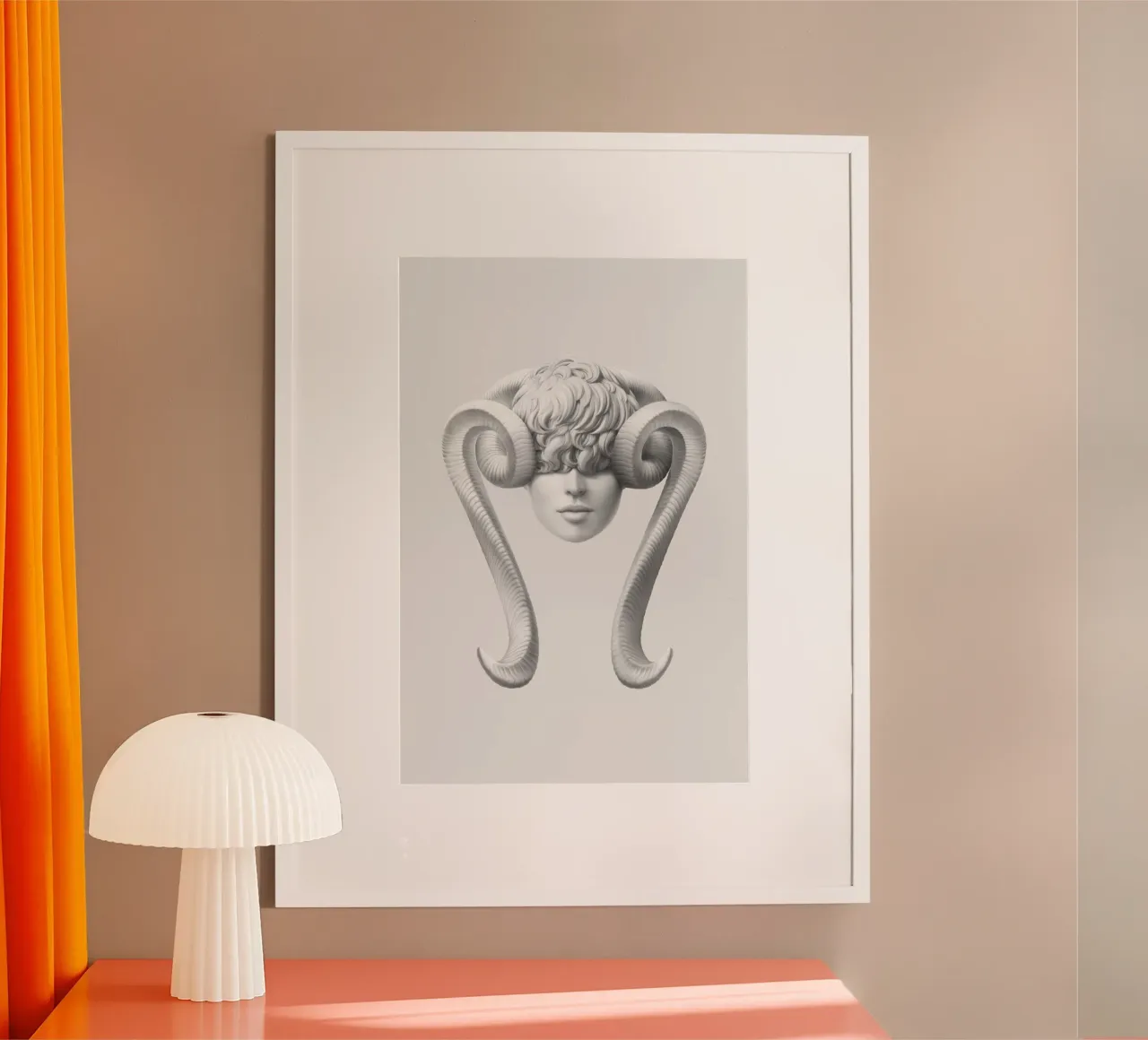 La ragazza del corno poster con telaio in alluminio da Artascy Art