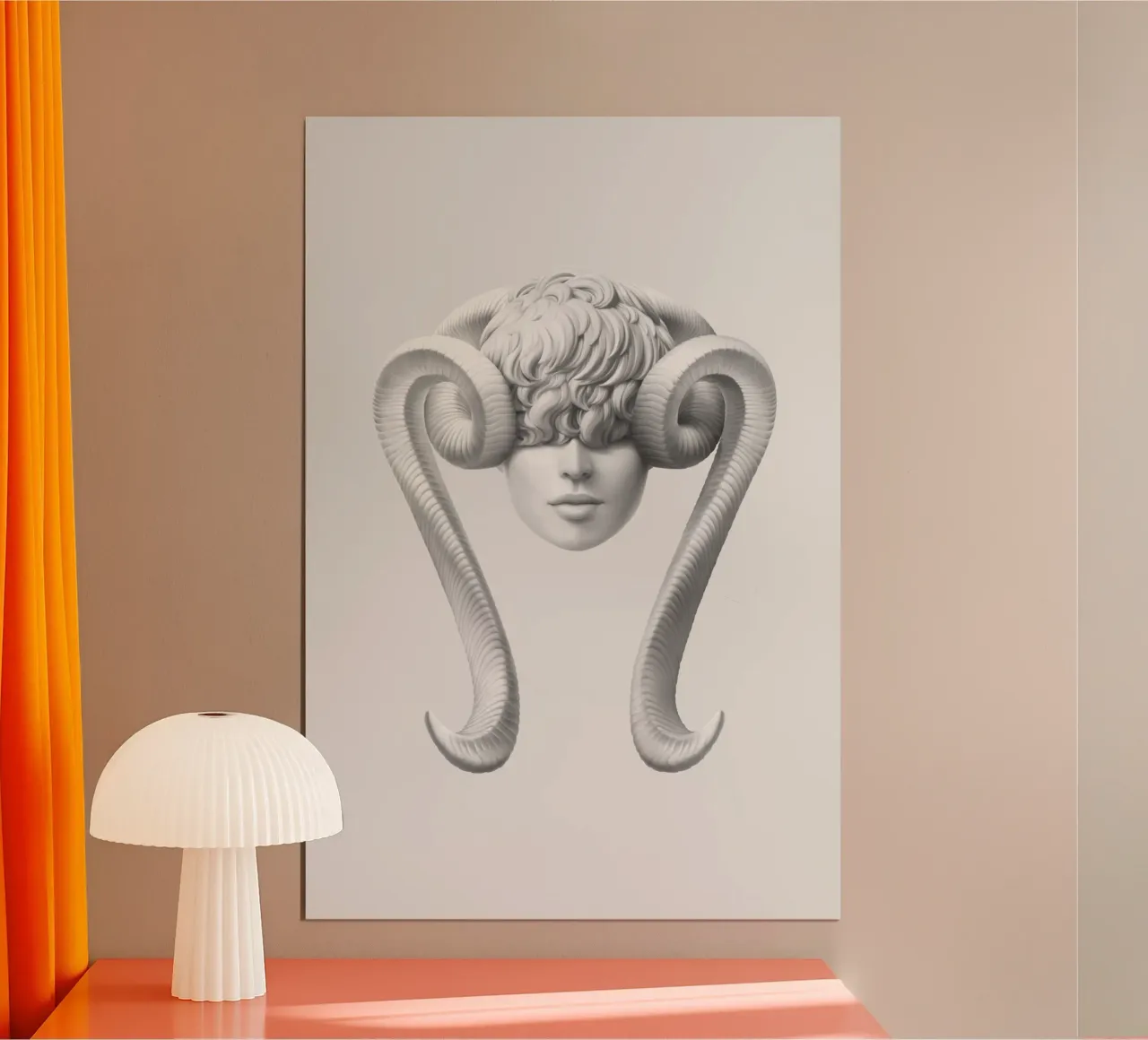 La ragazza del corno poster con telaio in alluminio da Artascy Art