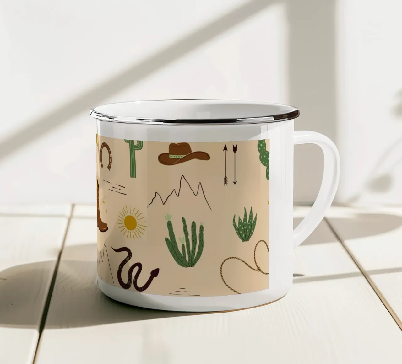 Yeehaw! taza de esmalte de nicigabrieldesigns
