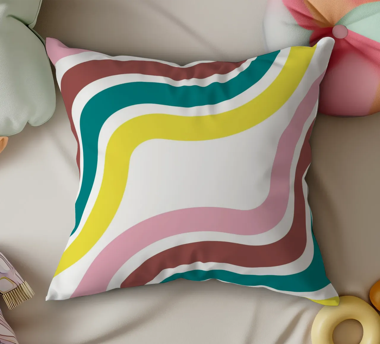 Waves vagues funky decorative cushion by cim_art