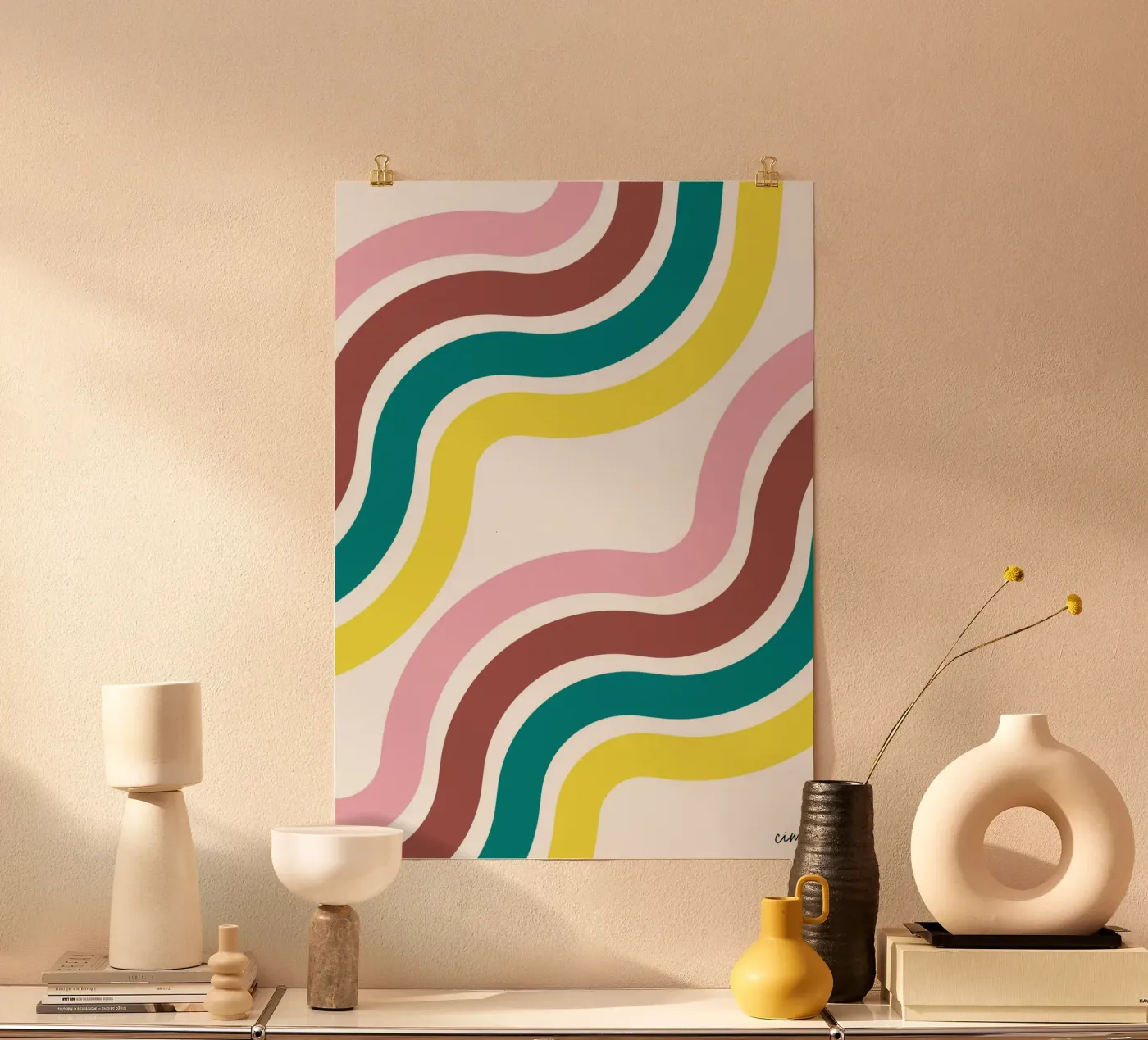 Waves vagues funky poster by cim_art