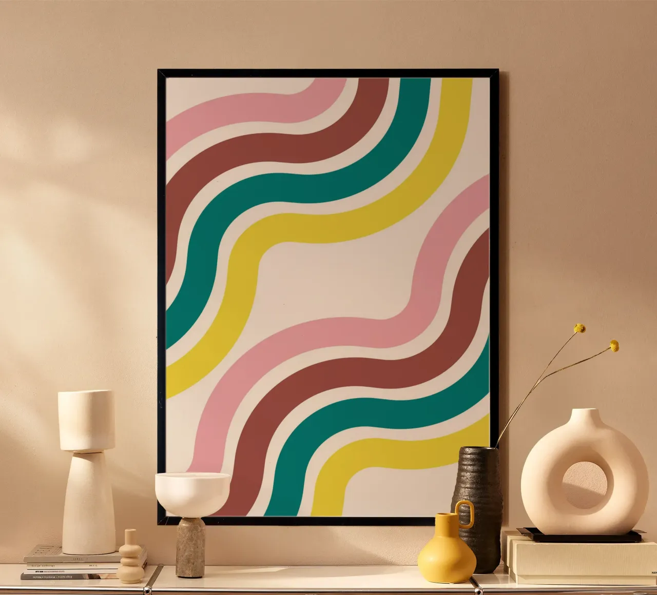 Waves vagues funky poster con telaio in alluminio da cim_art