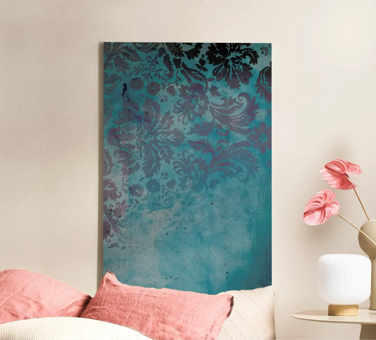 Grunge Damask tela con Cornice a cassetta da cafelab