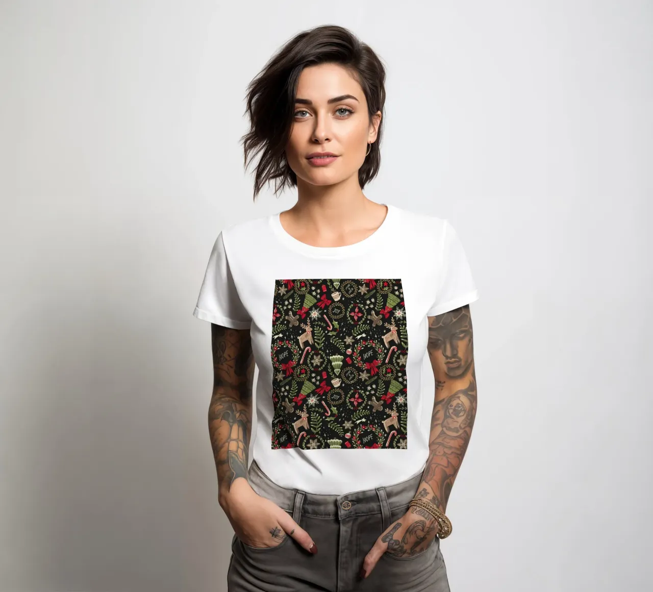 Magical Christmas Pattern t-shirt ajusté pour femmes de anisillustration