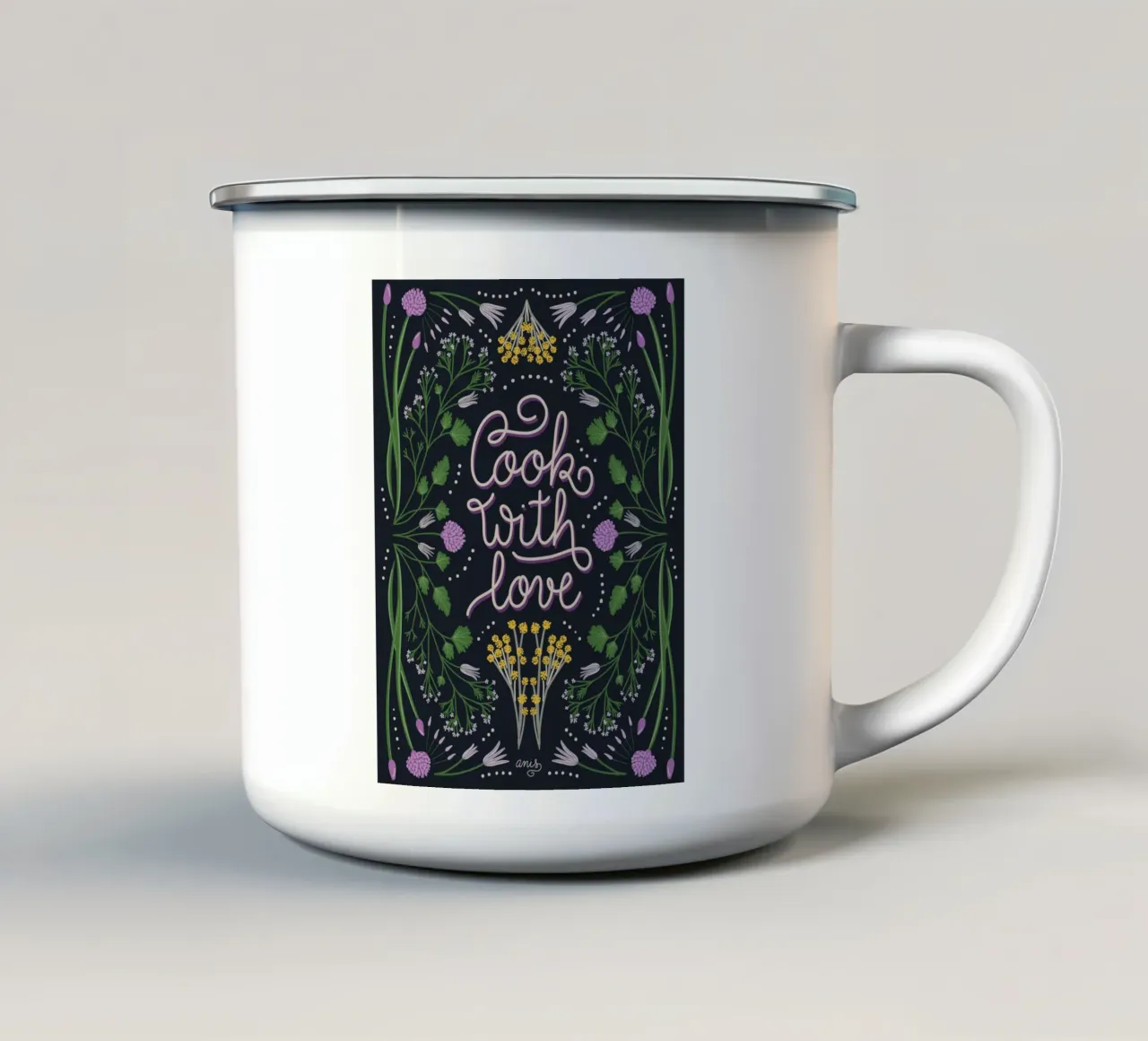 Cook with Love tazza in smalto da anisillustration