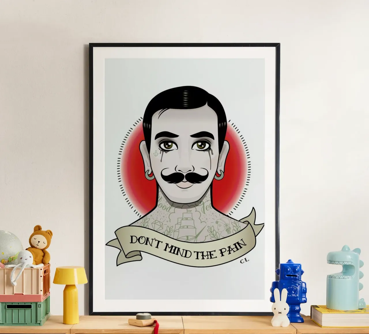 I don't mind the pain poster con telaio in legno da Killer Wolf