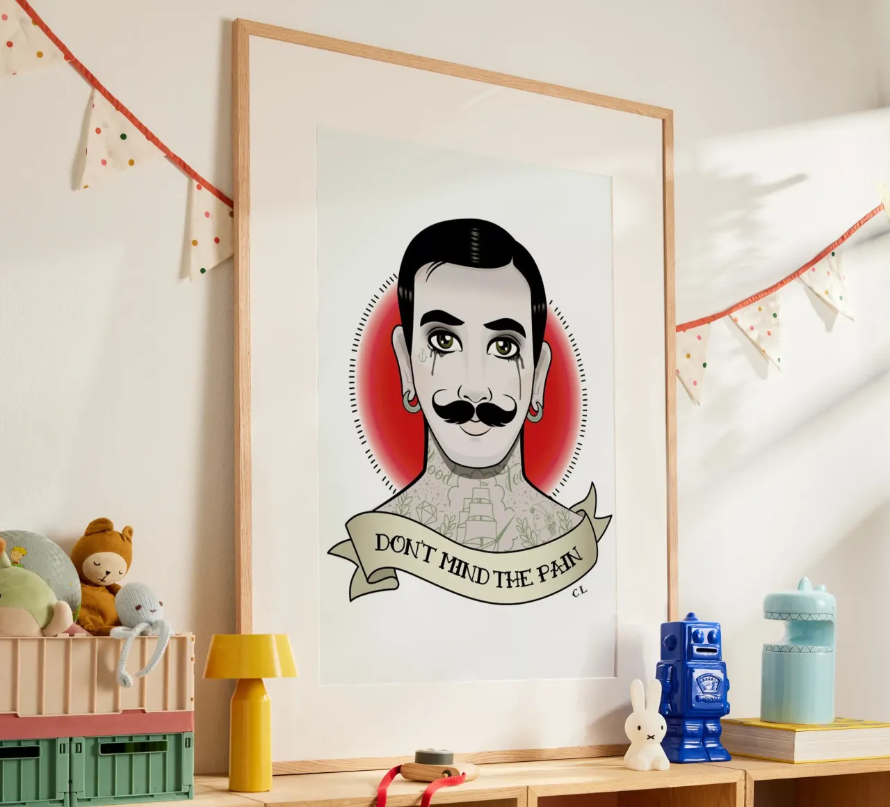 I don't mind the pain poster con telaio in legno da Killer Wolf