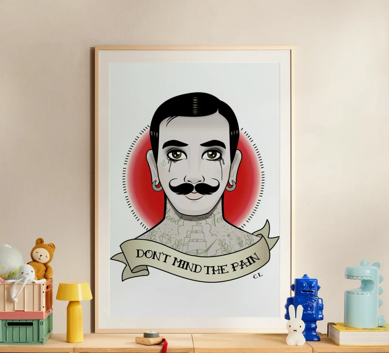 I don't mind the pain poster con telaio in legno da Killer Wolf