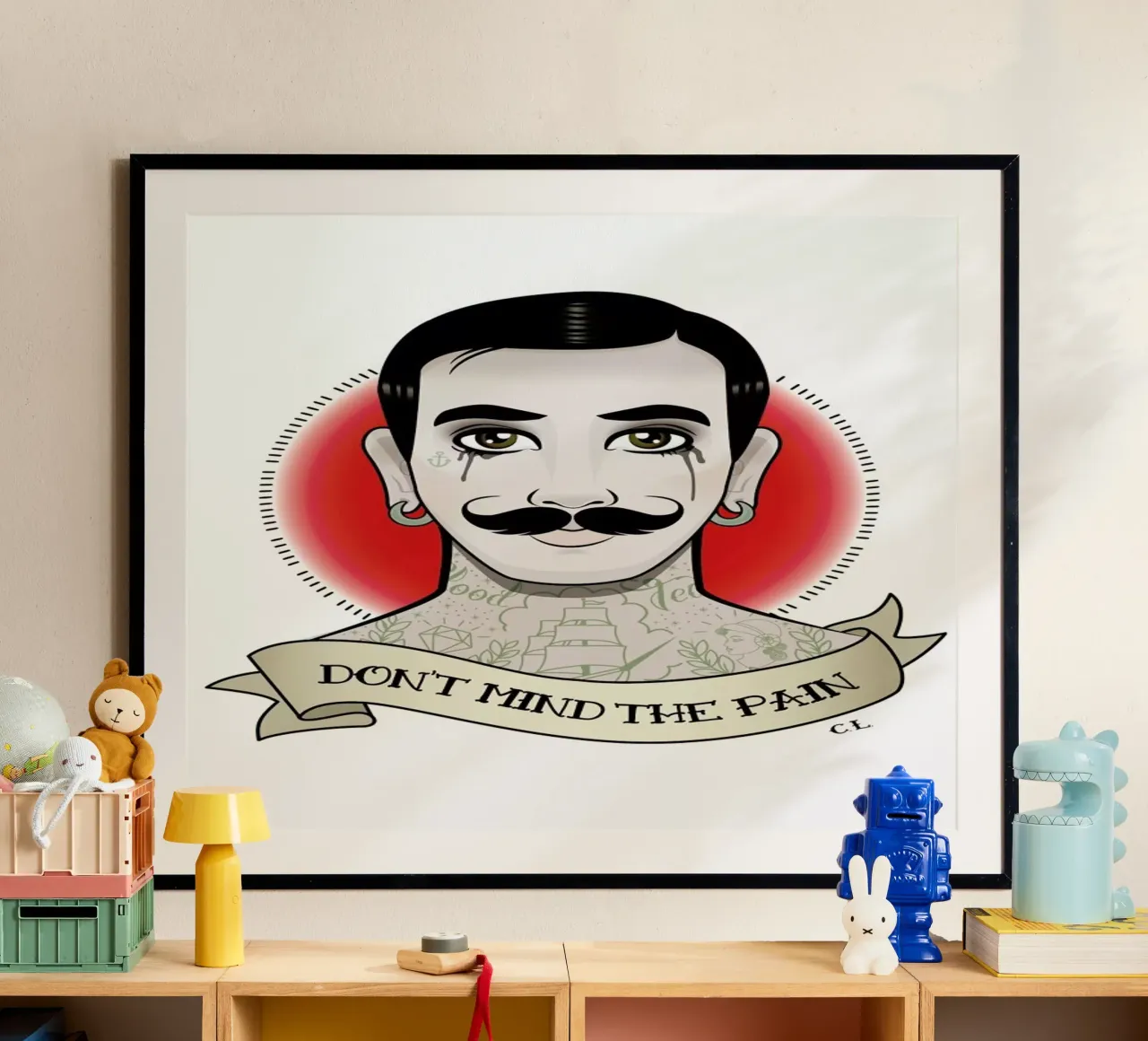 I don't mind the pain poster con telaio in legno da Killer Wolf