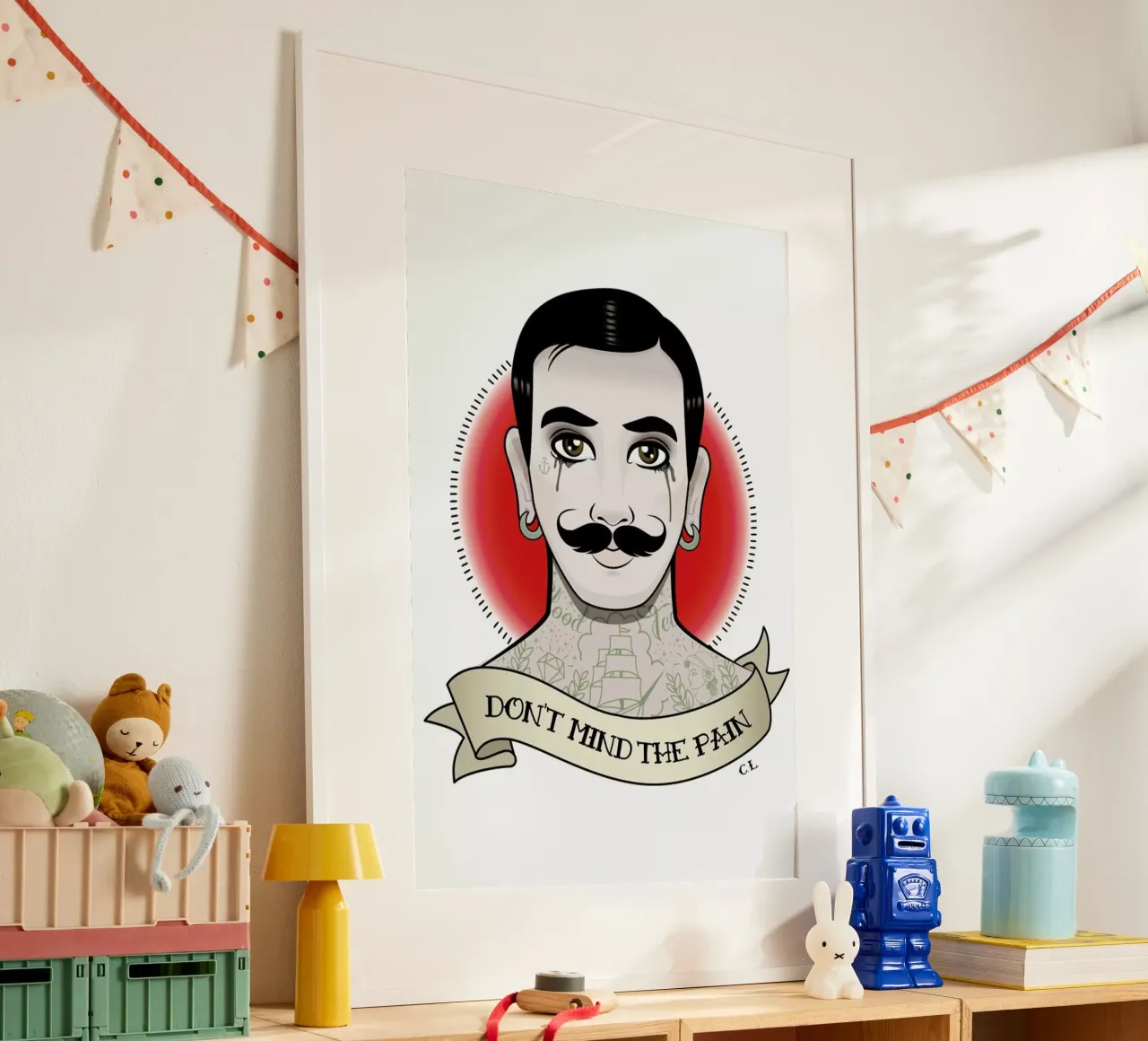 I don't mind the pain poster con telaio in legno da Killer Wolf