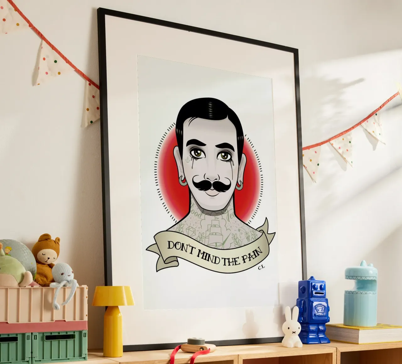 I don't mind the pain poster con telaio in legno da Killer Wolf
