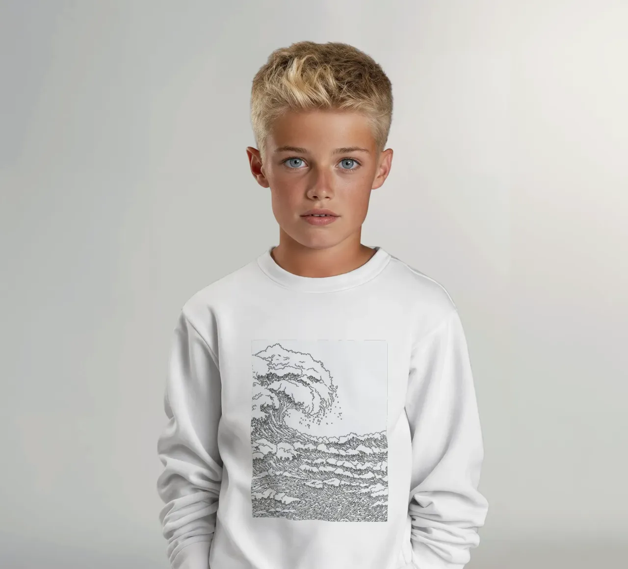A Sorrowful Meeting with the Waves kids sweatshirt by Artascy Art