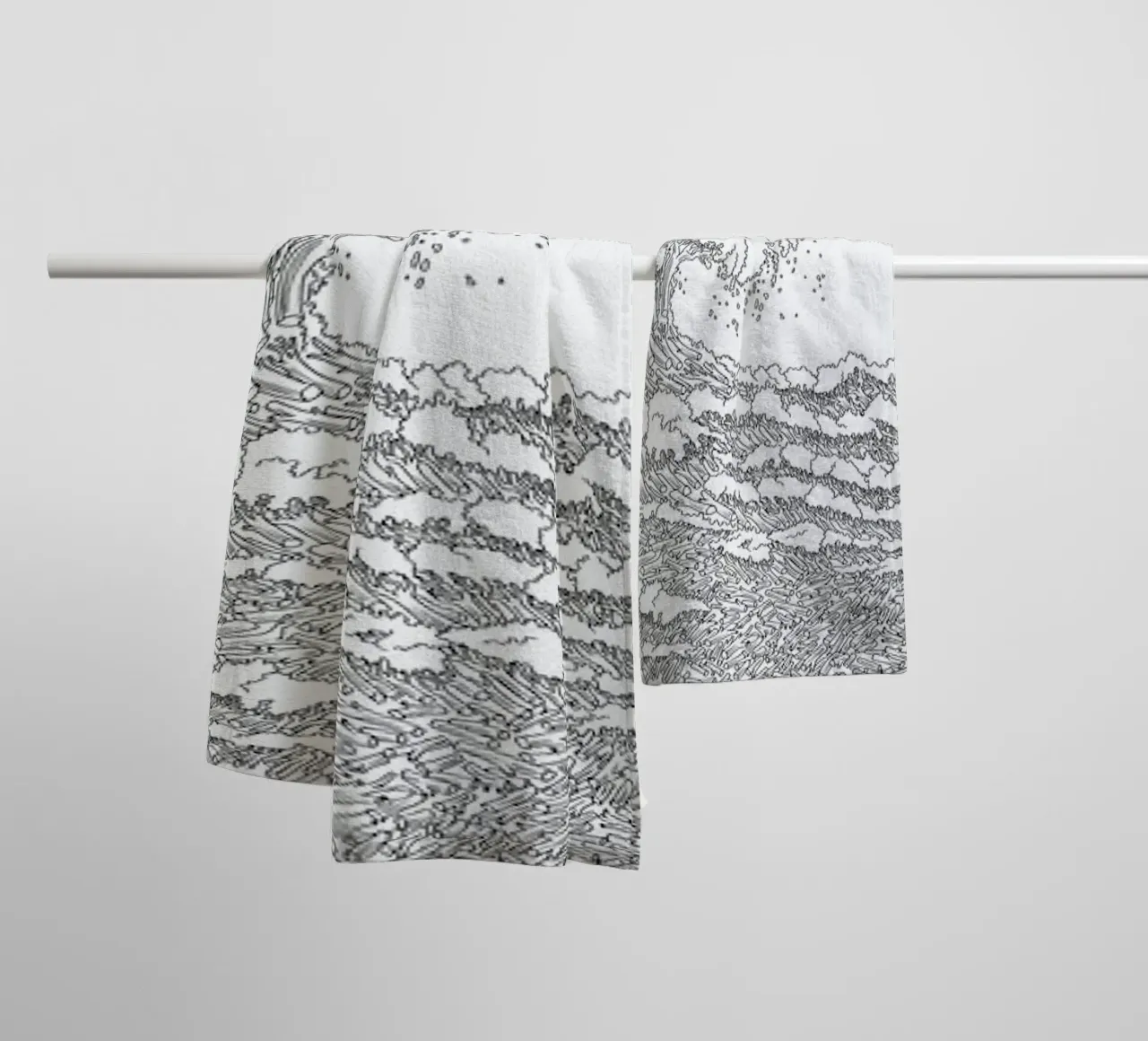 A Sorrowful Meeting with the Waves towel by Artascy Art