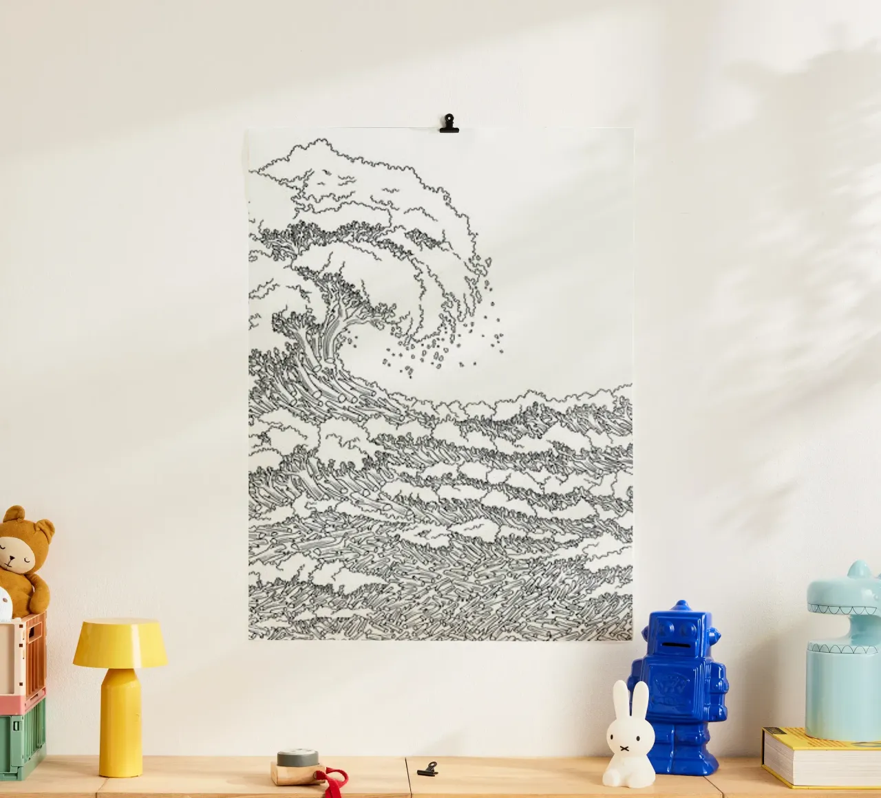 Un doloroso incontro con le onde poster con telaio in alluminio da Artascy Art