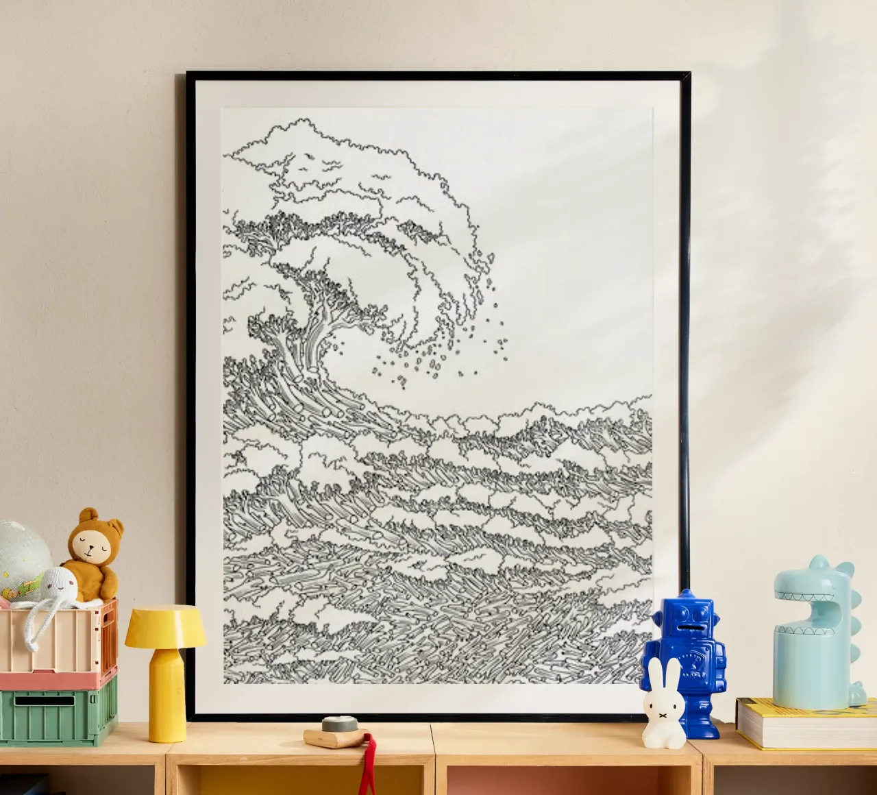 Un doloroso incontro con le onde poster con telaio in alluminio da Artascy Art