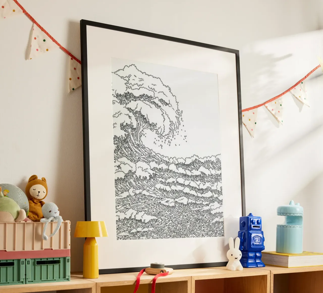 Un doloroso incontro con le onde poster con telaio in alluminio da Artascy Art