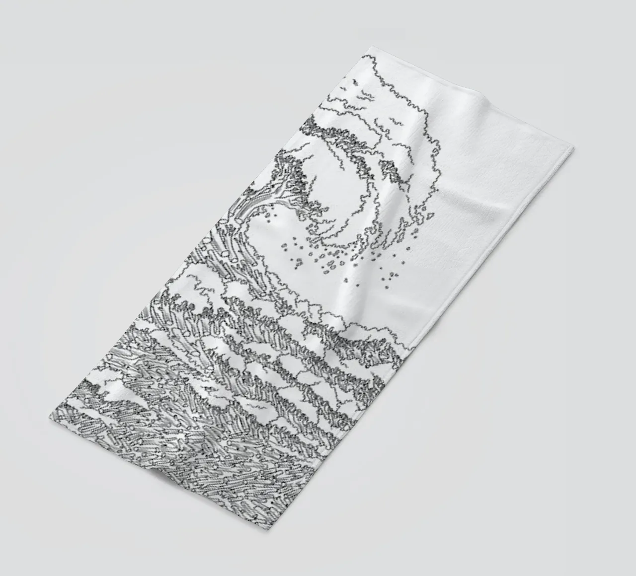 A Sorrowful Meeting with the Waves beach towel by Artascy Art