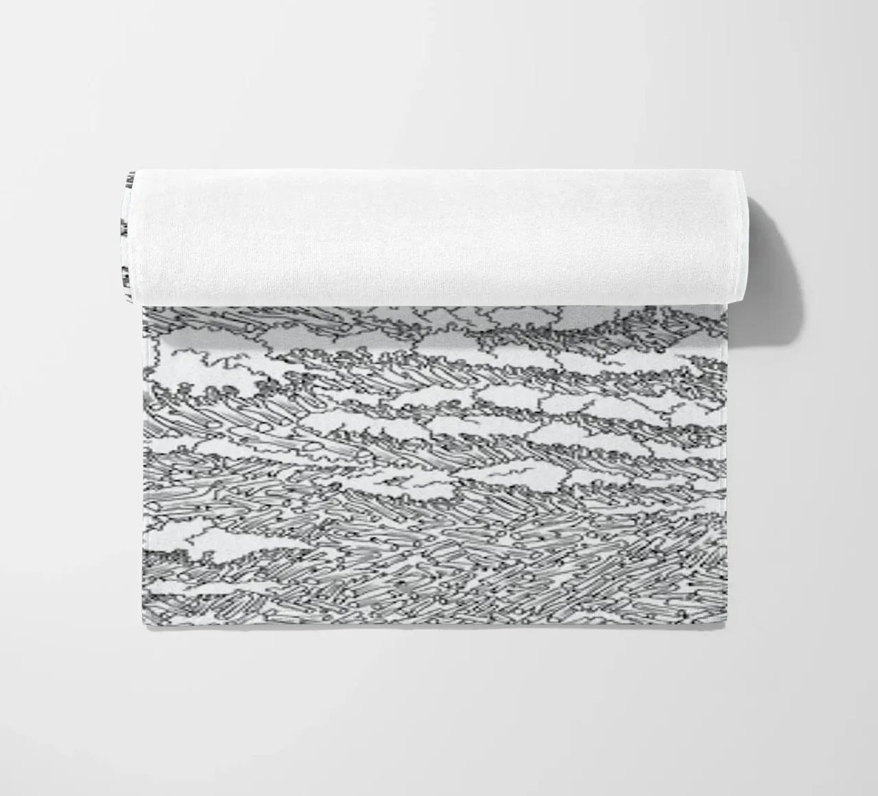 A Sorrowful Meeting with the Waves beach towel by Artascy Art
