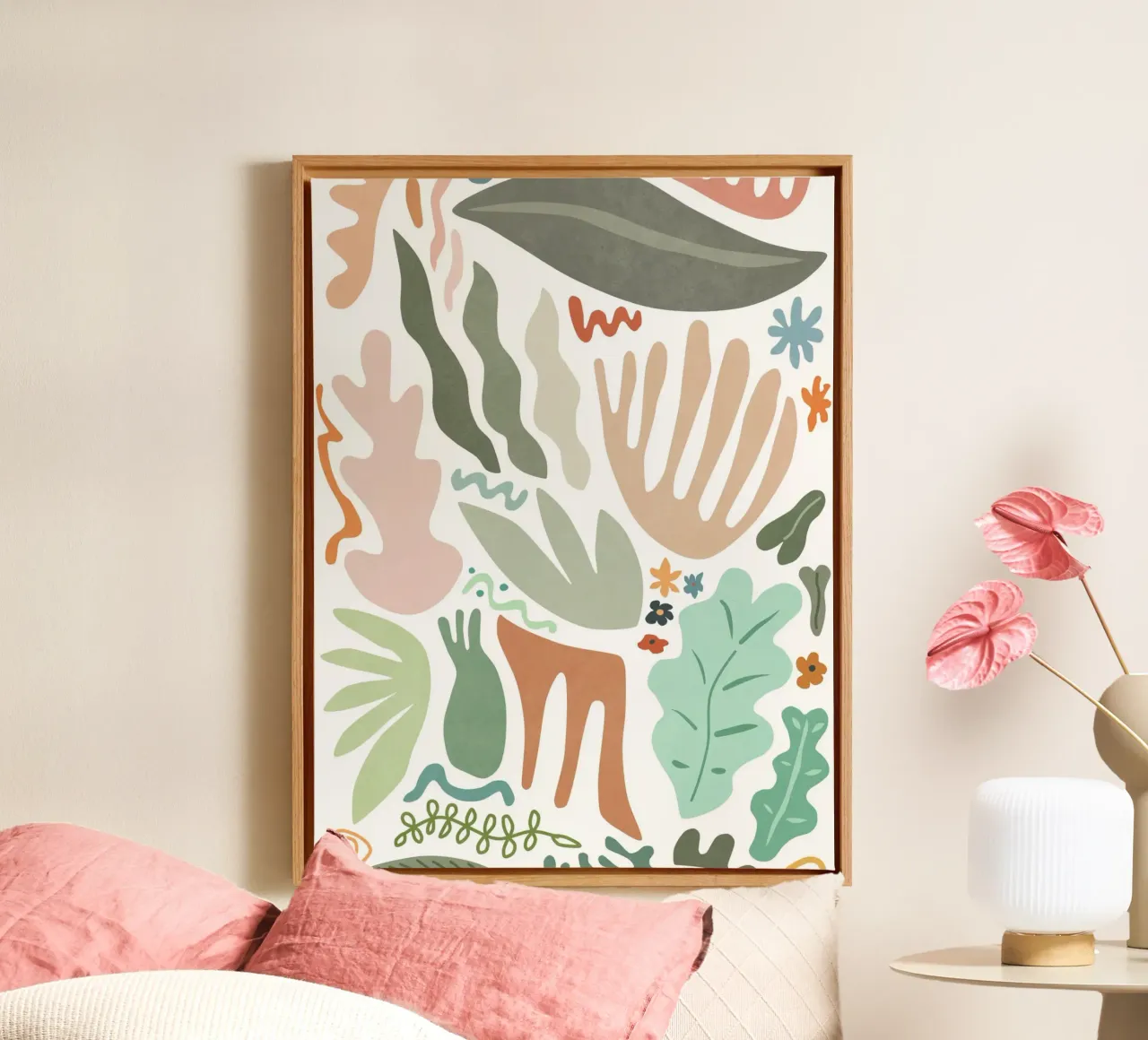 Colore botanico tela con Cornice a cassetta da amini54