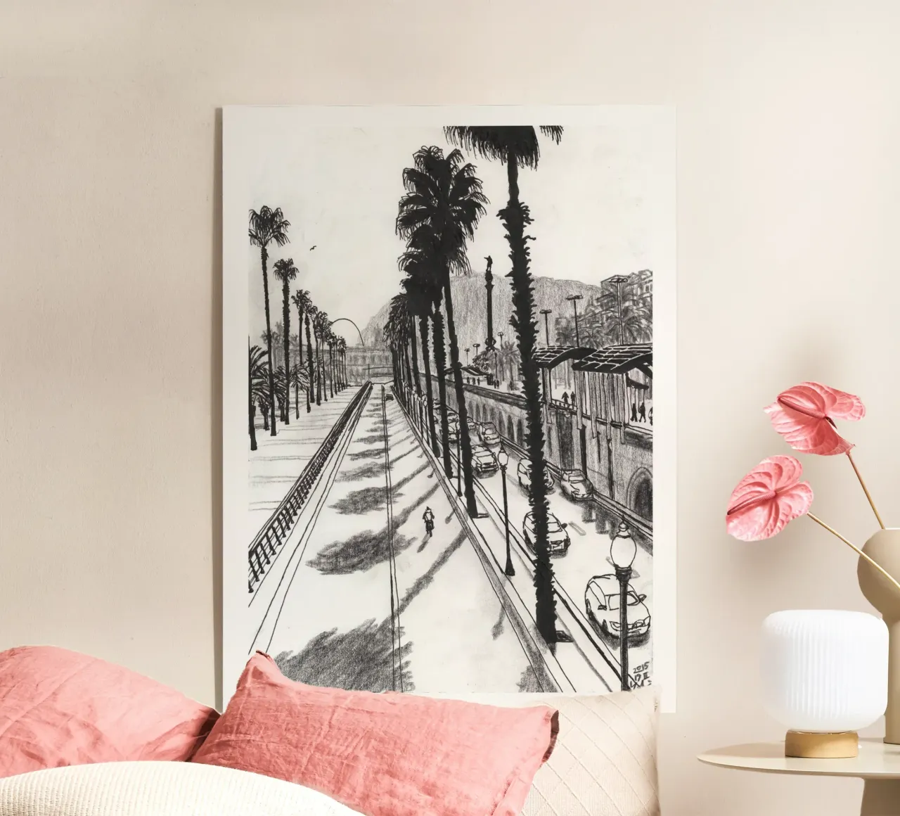 Palmbomen die schaduwen maken acryl van Asobōze