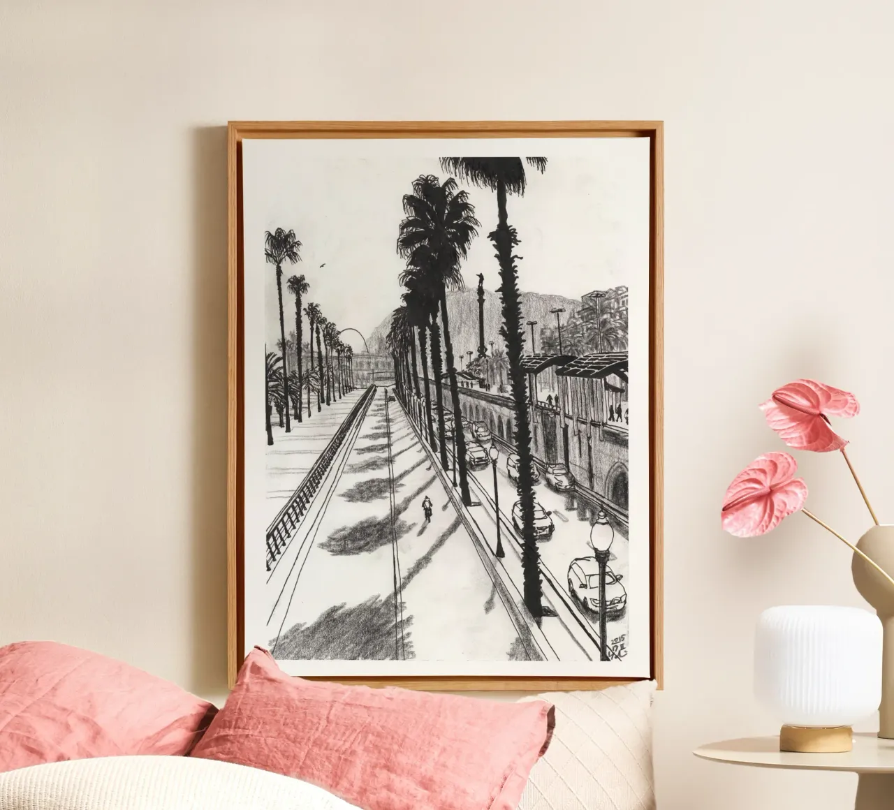 Palmbomen die schaduwen maken canvas van Asobōze