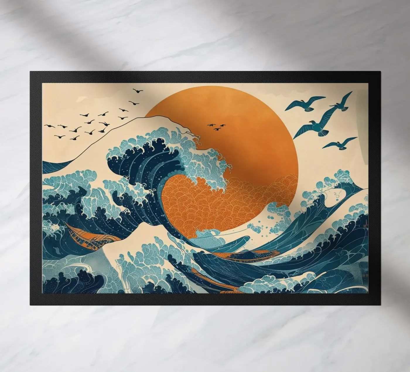 Sun , Big waves doormat by Niki