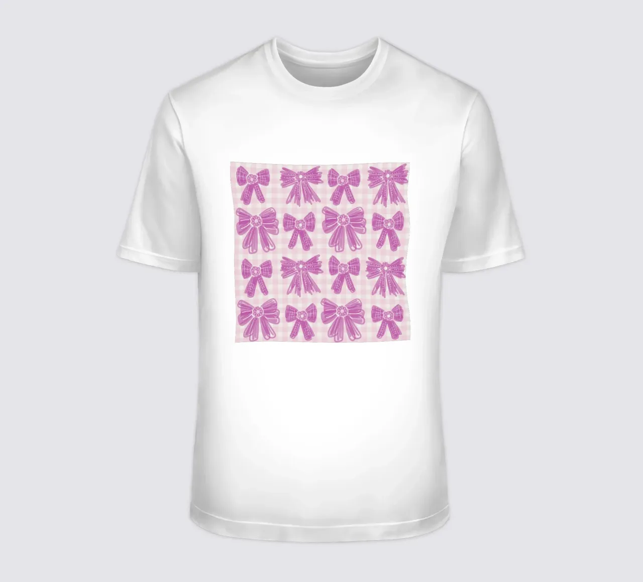 Pink Bows Gingham Pattern t-shirt da anisillustration