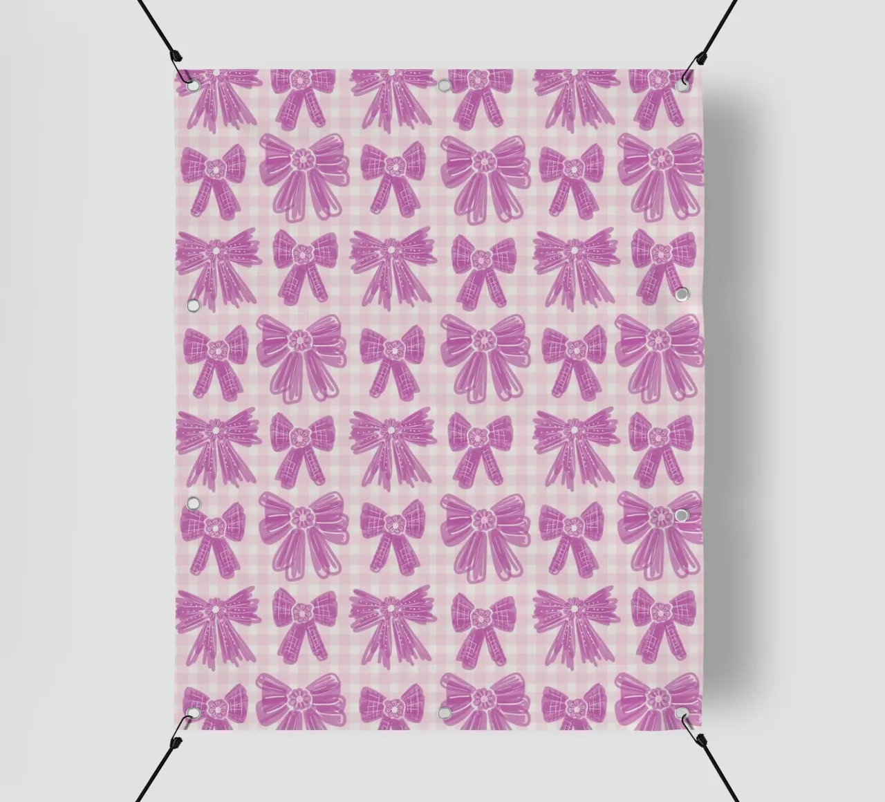 Pink Bows Gingham Pattern telo in pvc da anisillustration