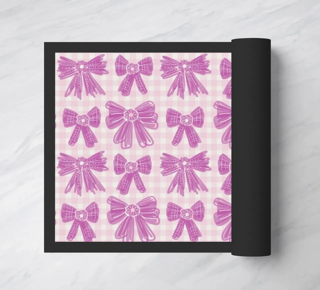 Pink Bows Gingham Pattern deurmat van anisillustration